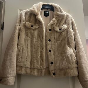 Cisono Los Angeles Teddy Jacket – Women’s Medium – Beige Faux Shearling Coat